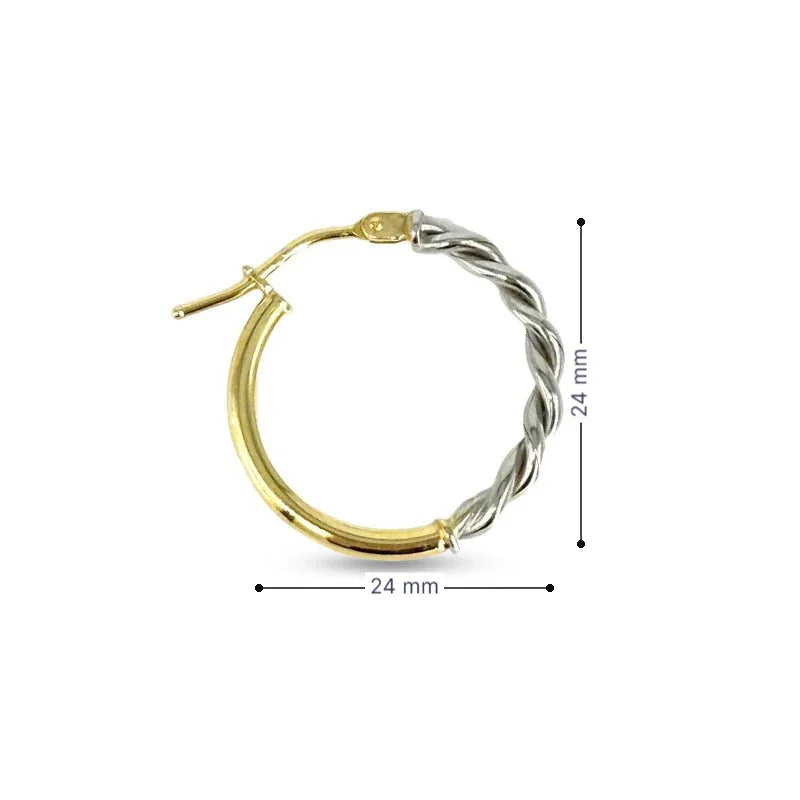 10K Two-Tone Gold Twist Hoop Earrings