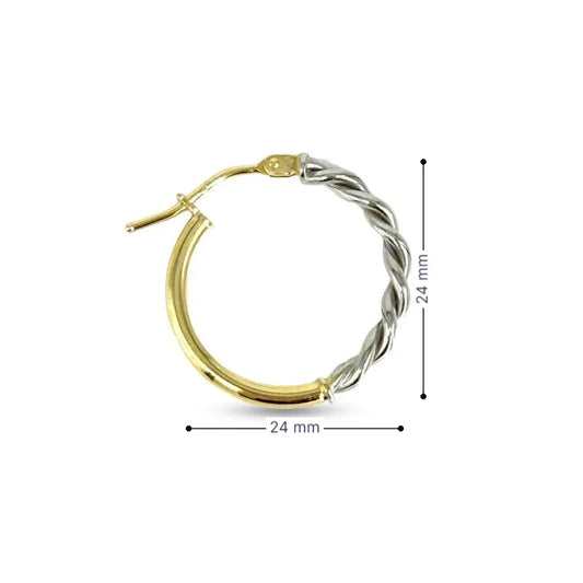 10K Two-Tone Gold Twist Hoop Earrings