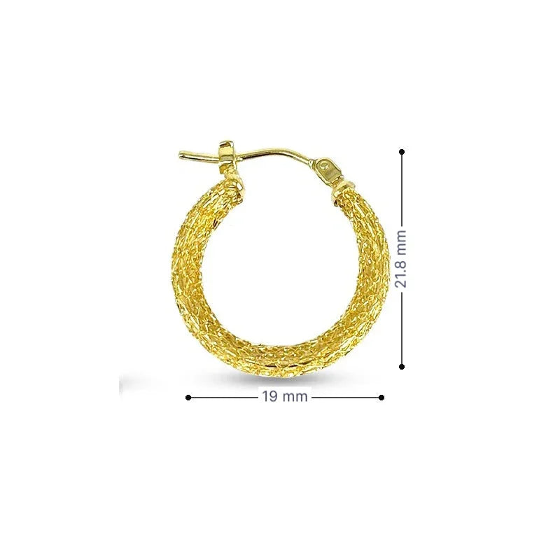 10K Yellow Gold Mesh Hoop Earrings