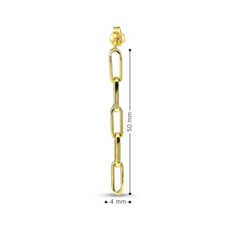 10K Yellow Gold Dangling Paperclip Stud Earrings