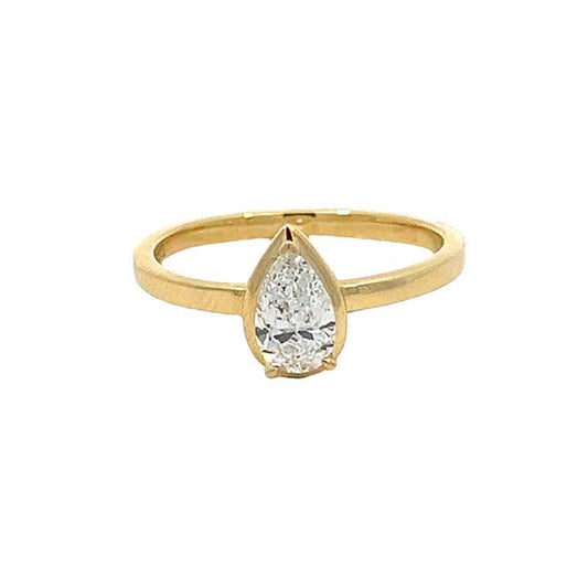 0.50CT Lab Grown Diamond Pear Shape Ring in 10K Yellow Gold