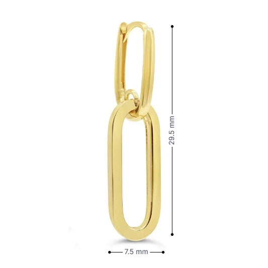 10K Yellow Gold Dangling Paperclip Earrings