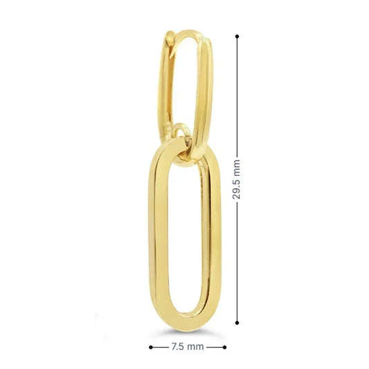 10K Yellow Gold Dangling Paperclip Earrings