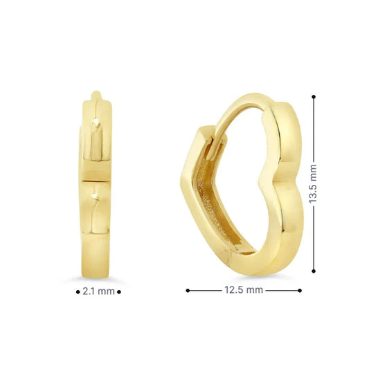 10K Yellow Gold Heart Earrings