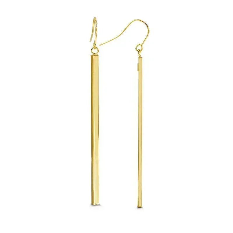 10K Yellow Gold Dangling Bar Earrings