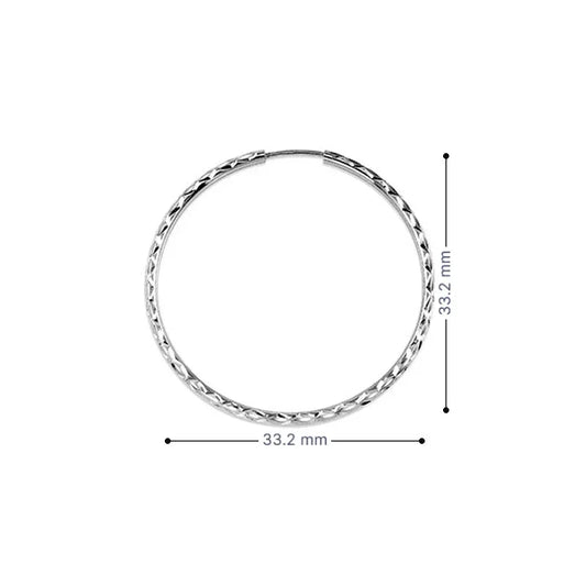 10K White Gold 30MM Dazzles Hoop Earrings