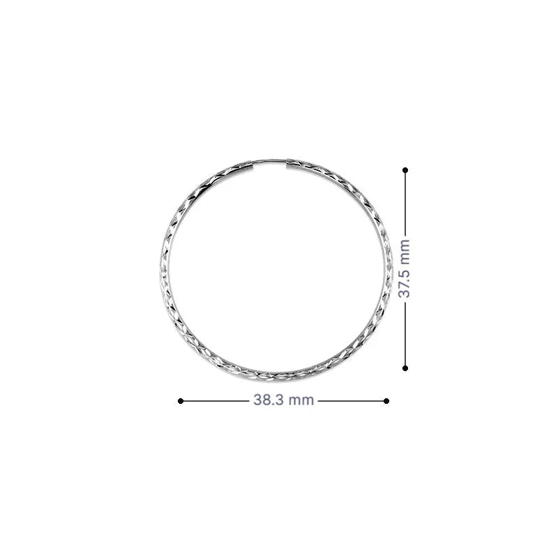 10K White Gold 35MM Dazzles Hoop Earring