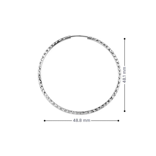 10K White Gold 45MM Dazzles Hoop Earring