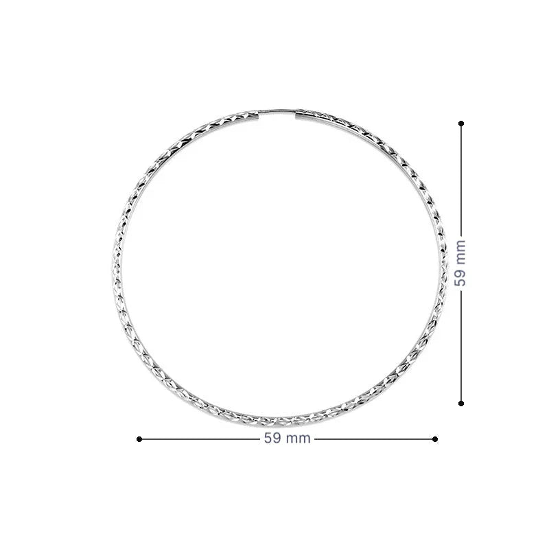 10K White Gold 55MM Dazzles Hoop Earrings