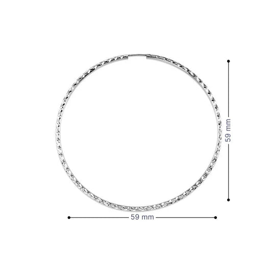 10K White Gold 55MM Dazzles Hoop Earrings