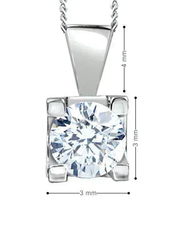 Canadian Diamond 0.15ct Solitaire Pendant in Four Claw Setting Set in 14K White Gold