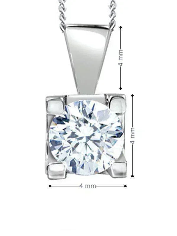 Canadian Diamond 0.20ct Solitaire Pendant in Four Claw Setting Set in 14K White Gold
