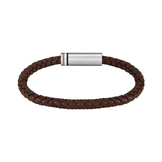 Hugo Boss Jewellery Men's Ares Single Braided Brown Leather Bracelet 1580623