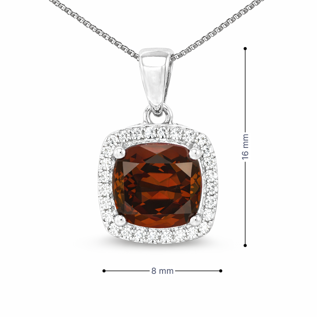 June Birthstone Rhodolite Color CZ Cushion Pendant In Sterling Silver