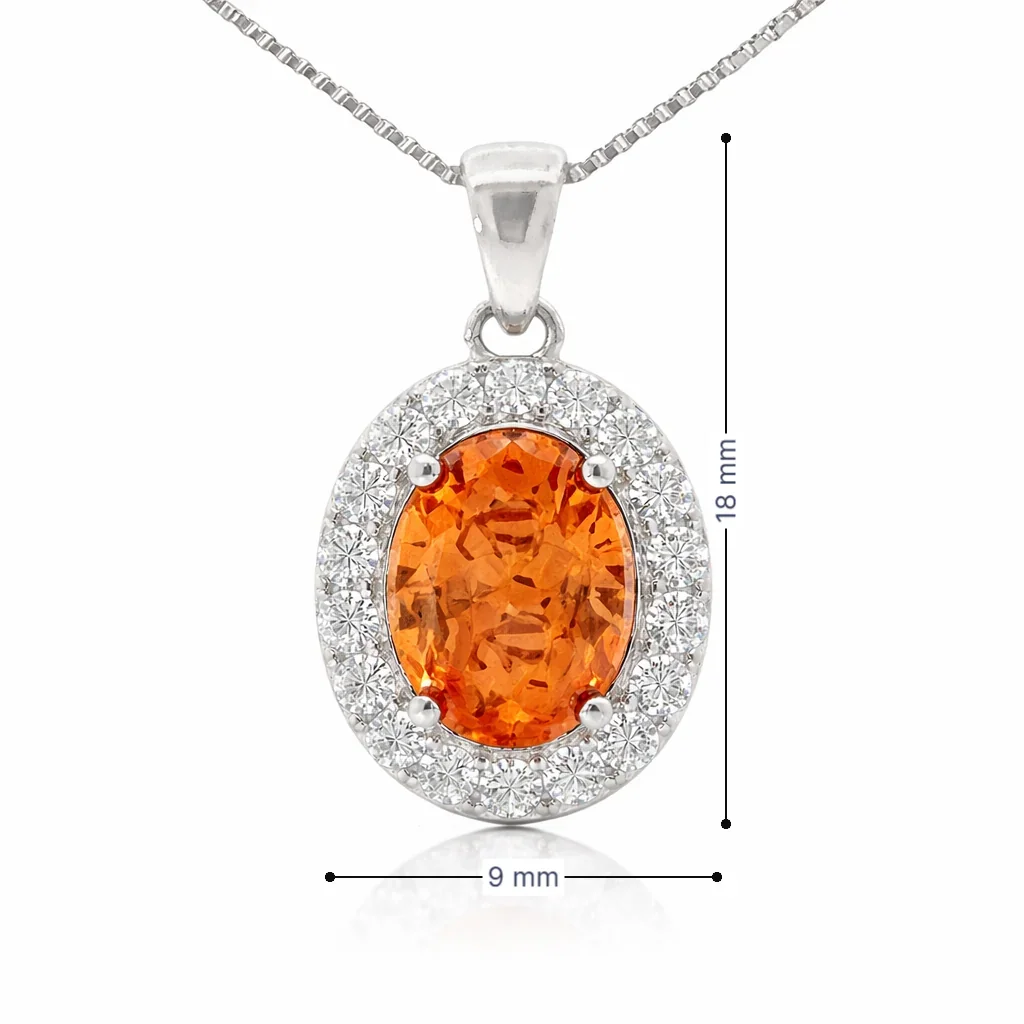 Novemver Birthstone Yellow Color CZ Oval Pendant in Sterling Silver