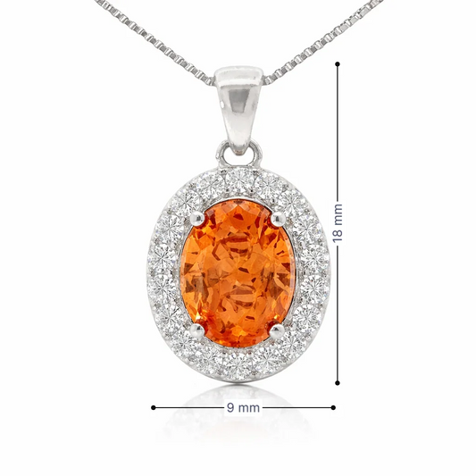 Novemver Birthstone Yellow Color CZ Oval Pendant in Sterling Silver
