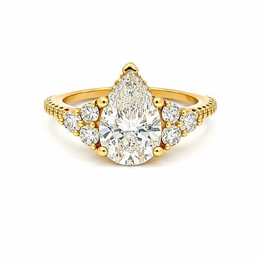 3.10 TDW Pear Lab Grown Diamond Engagement Ring
