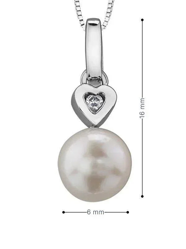 10K White Gold Pearl & Diamond Pendant