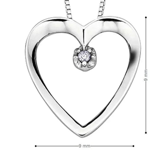 10K White Gold Diamond Heart Pendant