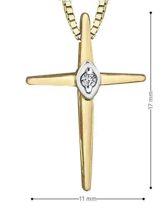 10K Yellow Gold 0.15TDW Diamond Cross Pendant with Chain