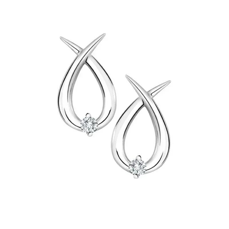 10K White Gold 0.04TDW Diamond Earrings