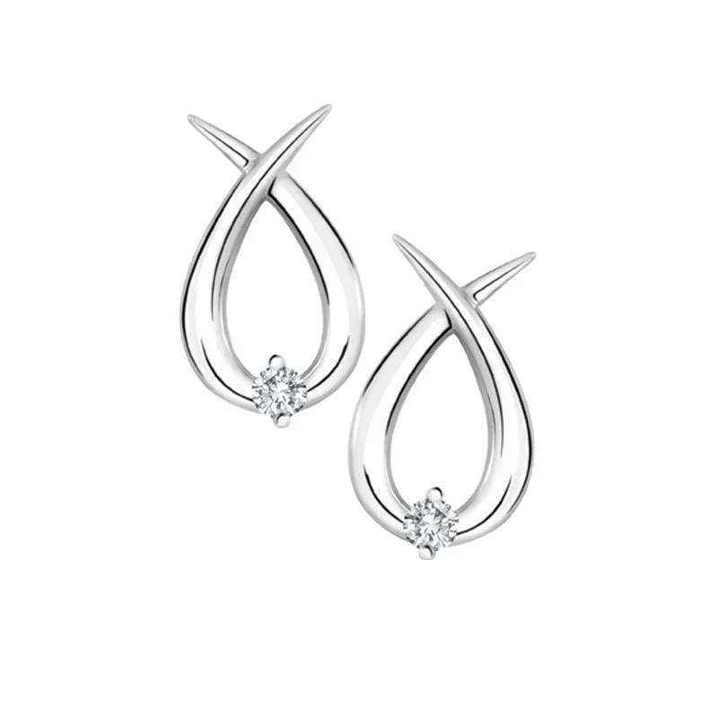 10K White Gold 0.04TDW Diamond Earrings