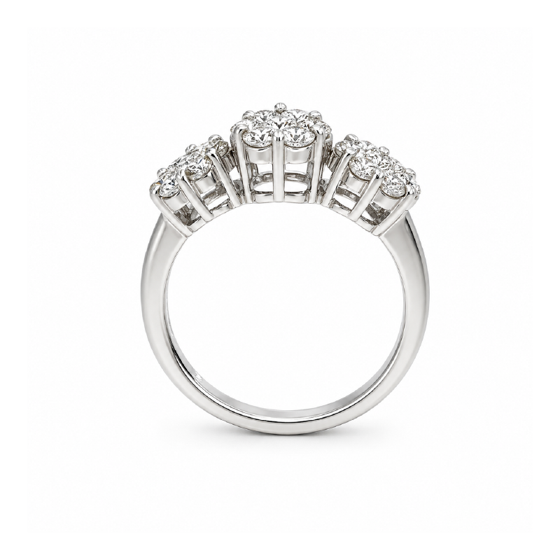 1.00CT Diamond Flower Ring in 14K White Gold
