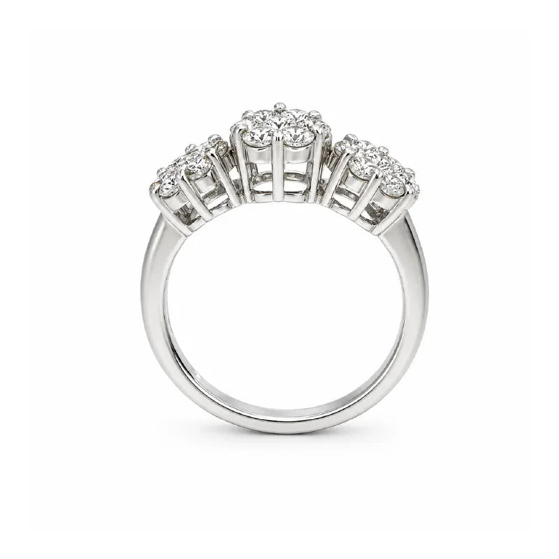 1.00CT Diamond Flower Ring in 14K White Gold