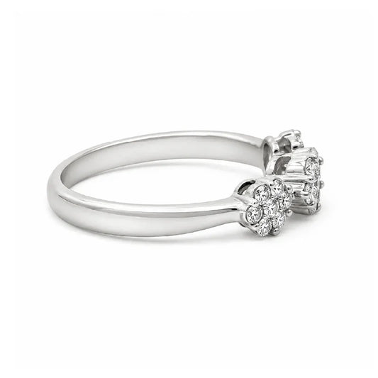 0.50CT Diamond Flower Ring in 14K White Gold