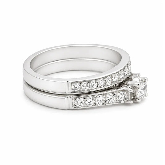 1.03CT Diamond Weddig Set in 14K White Gold