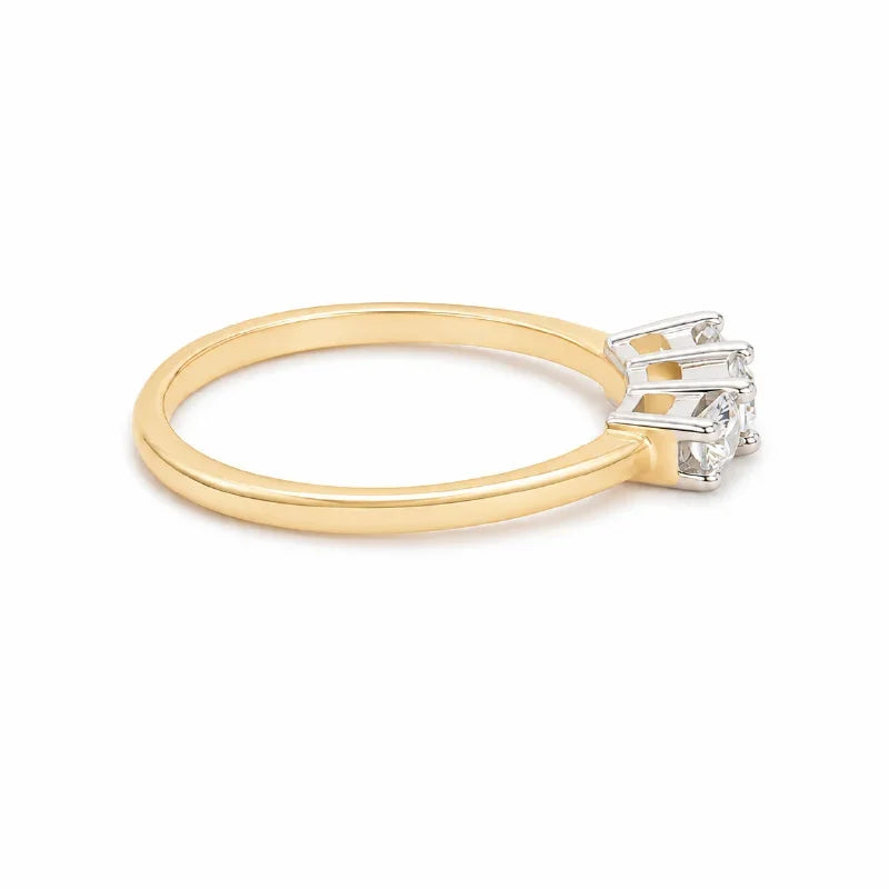 0.26CT Diamond 14K Yellow Gold Past Present & Future Ring