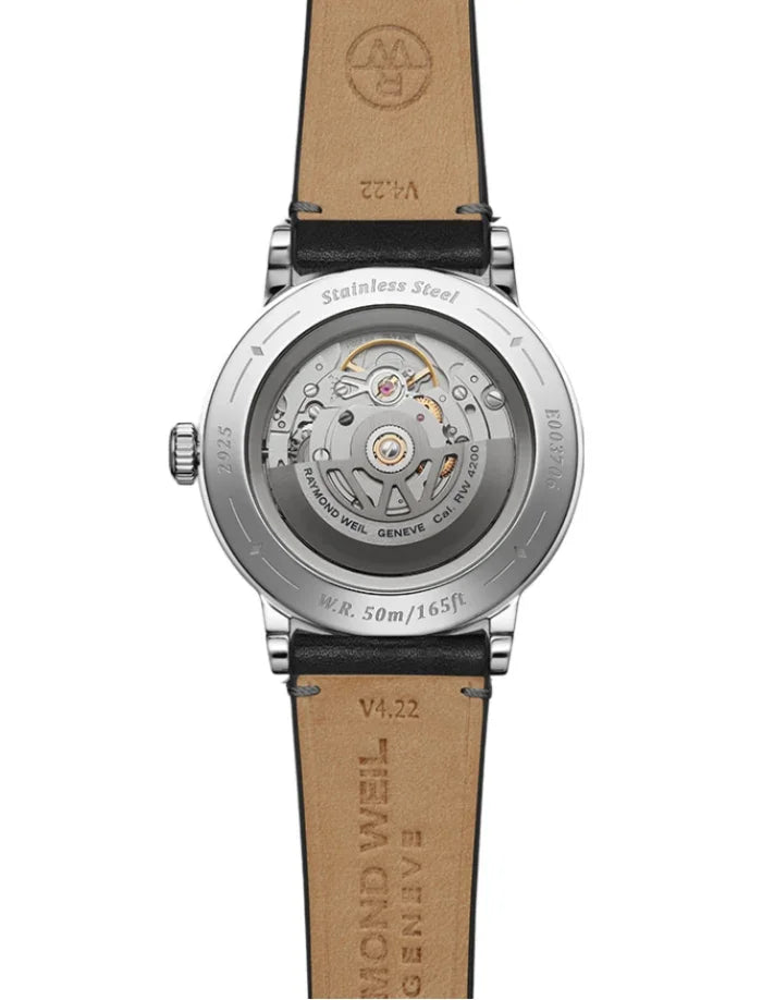 Raymond Weil Millesime Mens Automatic Black Leather Strap Watch 2925-stc-60001
