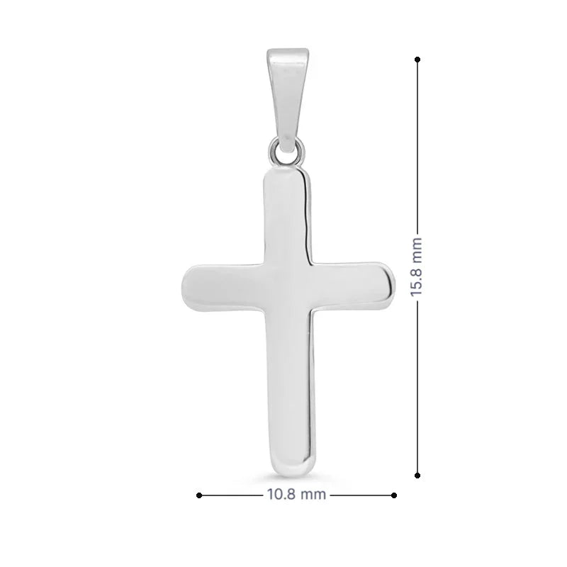 10K White Gold Faith Polished Cross Pendant