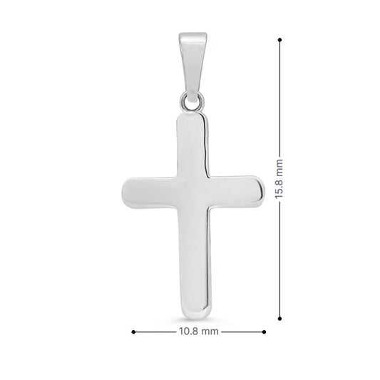 10K White Gold Faith Polished Cross Pendant