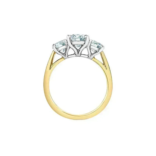 14K Yellow and White Gold 2.10TDW Lab Grown Diamond Past Present and Future Ring