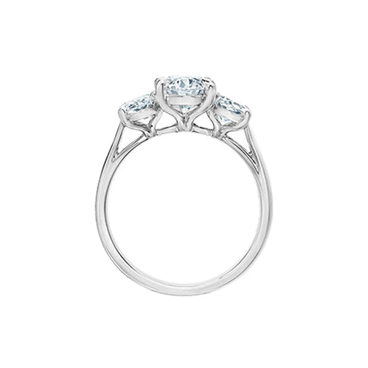 14K White Gold 2.61TDW Lab Grown Oval Cut Diamond Three-Stone Ring