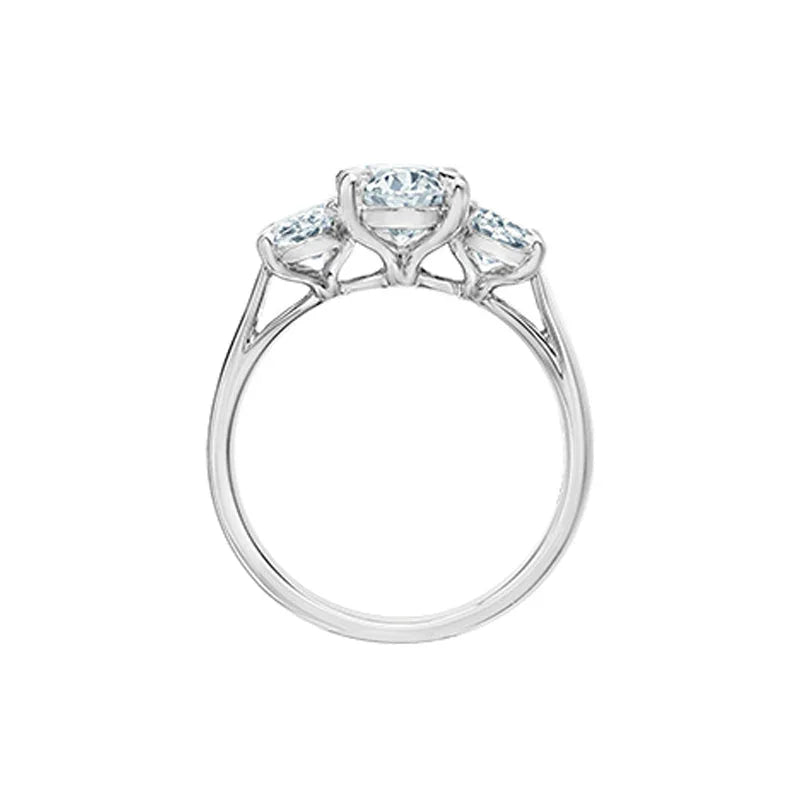 14K White Gold 2.60TDW Lab Grown Oval Cut Diamond Three-Stone Ring