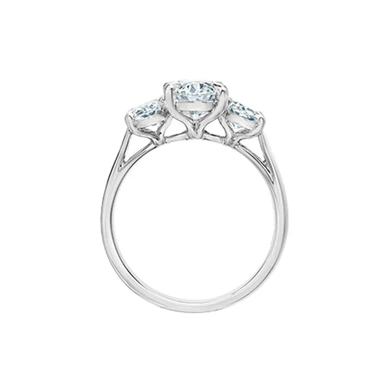 14K White Gold 2.60TDW Lab Grown Oval Cut Diamond Three-Stone Ring