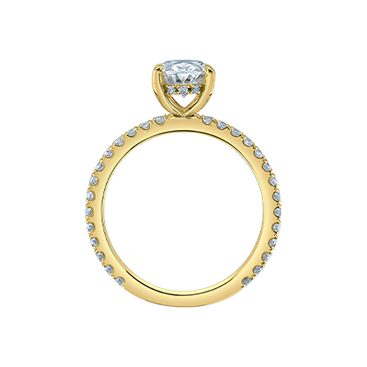 14K Yellow Gold 2.03TDW Lab Diamond Oval Engagement Ring with Side Diamonds