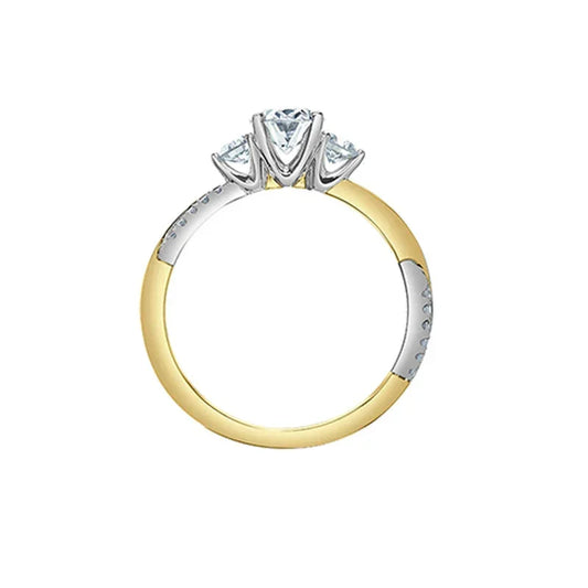 1.53TDW Lab-Grown Oval Diamond Ring in 14K Yellow and White Gold