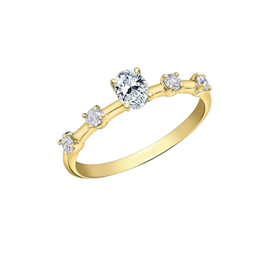 14K Yellow Gold 0.50TDW Canadian Diamond Oval Engagement Ring