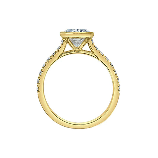2.06ct Oval Lab Grow Diamond Ring with Side Stones in 14K Yellow Gold