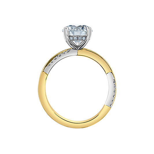 14K Yellow and White Gold 2.20TDW Lab Diamond Engagement Ring with Side Diamonds