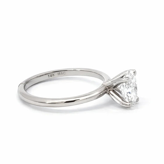 14K White Gold 1.00CT Oval Lab Grown Diamond Ring