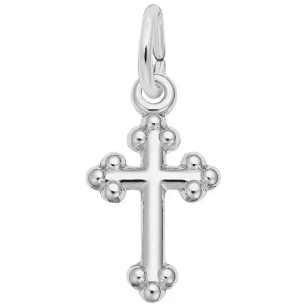 Sterling Silver Bottony Cross Accent Charm