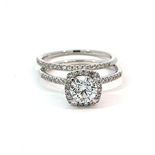 1.00TDW Lab Grown Diamond Ring Bridal Set in 14K White Gold