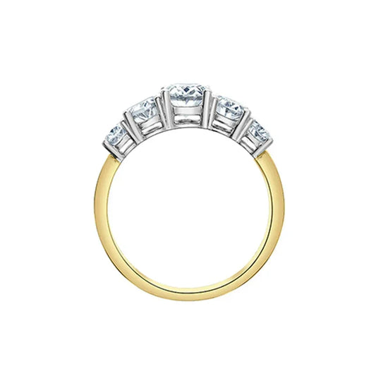 2.58TDW Lab Grown Oval Diamond Ring in 14K Yellow and White Gold
