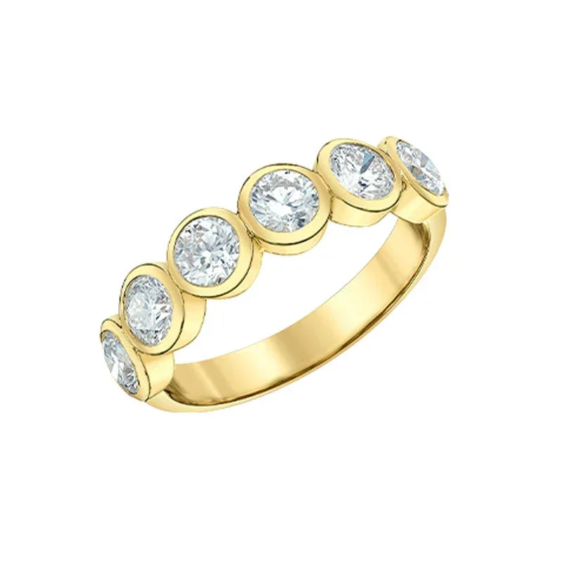 14K Yellow Gold Bezel-Set Lab Grow Diamond Band – 1.50ct Total