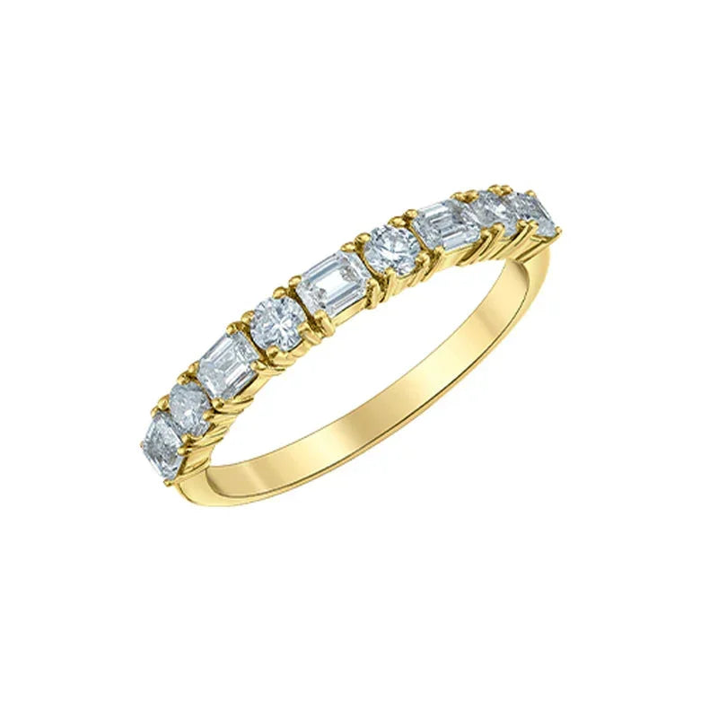 14K Yellow Gold 0.75ct Lab Grown Diamond & Emerald Band