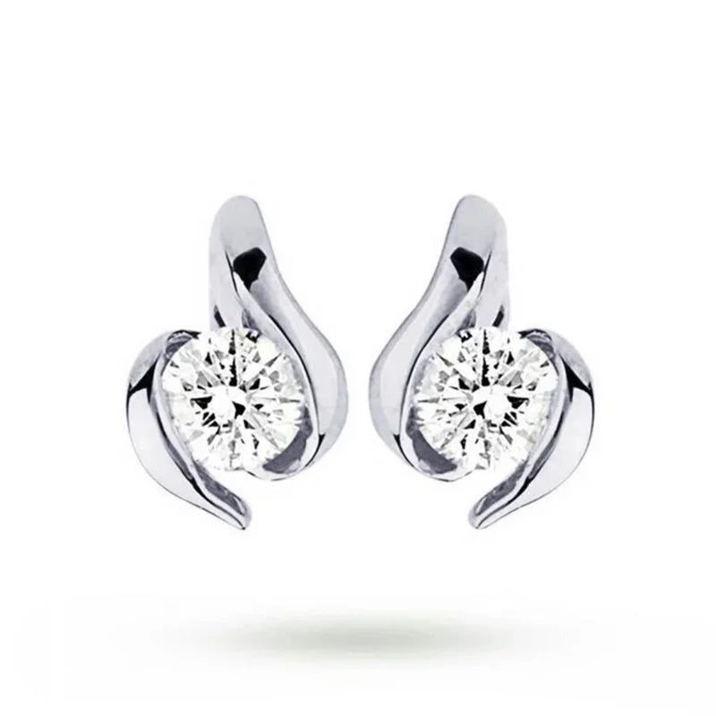 0.20CT Lab-Grown Diamond Bar-Set Stud Earrings in White Gold Plated Sterling Silver